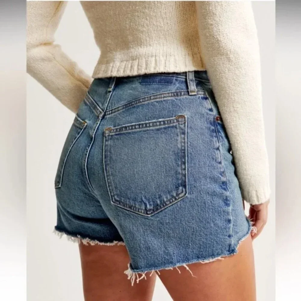 Abercrombie & Fitch High Rise Mom Shorts Size 33 - Picture 2 of 10
